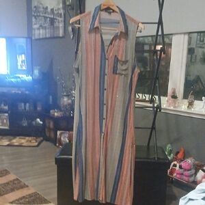 GG Collection Multicolor Striped Sleeveless Dress